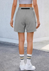 LookbookStore High Rise Titanium Gray Women's Cargo Shorts, Mid-Thigh Quick Dry Hiking Shorts with Belt & Zipper Pockets