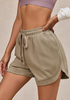 LookbookStore Women's Khaki High Waisted Elastic Waist Sweat Shorts Loose Fit Comfy Casual Summer Athleisure Shorts