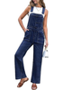 LookbookStore Darkness Blue Women's Adjustable Denim Sleeveless Jumpsuit Strap Overall Rompers