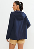 LookbookStore Women's Navy Blue Waterproof Lightweight Rain Jacket, Adjustable Hood Windbreaker Rain Coat for Hiking & Travel