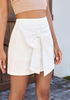 LookbookStore Cream White High Waist Jean Skorts for Women, Bow Decor Stretch Denim Mini Skirt with Built-in Shorts, Casual Country Concert Wear