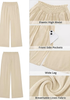 LookbookStore Women's Beige High Waisted Wide Leg Linen Pants Paper Bag Smocked Waist Casual Summer Beach Palazzo Pants