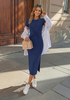 LookbookStore Women Navy Blue Summer Casual Long Dress, Twist Front Side Slit Short Sleeve Comfy T-Shirt Dress 2026 Beach Vacation