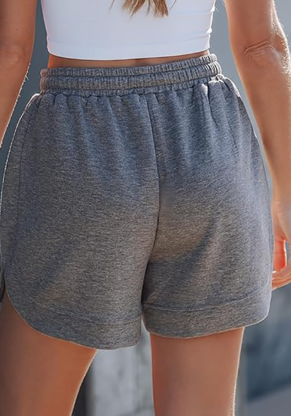 LookbookStore Women's Charcoal Heather High Waisted Elastic Waist Sweat Shorts Loose Fit Comfy Casual Summer Athleisure Shorts