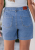 LookbookStore Women's Seaside Blue High Waist Stretchy Denim Shorts, 5 Inch Inseam Trendy Summer Casual Jean Jorts with Pockets