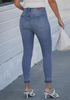 LookbookStore Women's Reef Blue High Waisted Cropped Skinny Jeans Trendy Distressed Ripped Stretch Denim Pants