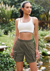 LookbookStore Women Army Green Elastic Waist Hiking Shorts Quick Dry Zipper Pockets Lightweight 5 Inch Inseam Pull On Camping Cargo Shorts