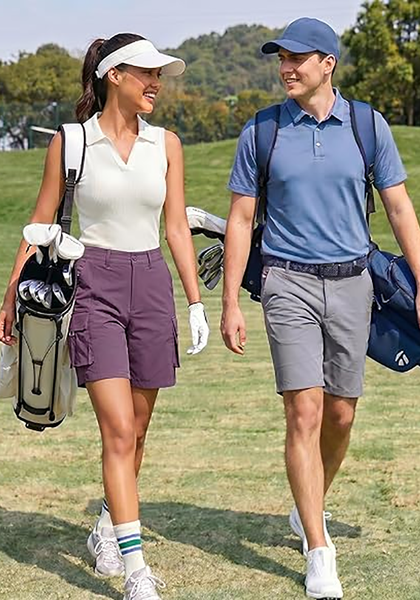 LookbookStore Women's Purple High Waist Cargo Shorts, 7" Inseam Elastic Waist Casual Mid Thigh Shorts, Utility Pockets Hiking Golf Outdoor Shorts