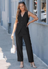 LookbookStore Black Two Piece Sets for Women Vest Pantsuits Set Structured Fit Functional Pockets Elegant Office Casual Outfits