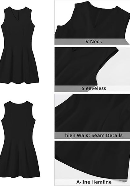 LookbookStore Women's Black Elegant Classy Summer Dresses 2026 Spring A Line Business Casual Work Graduation Cocktail Short Dress
