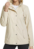 LookbookStore Women's Beige Waterproof Lightweight Rain Jacket, Adjustable Hood Windbreaker Rain Coat for Hiking & Travel