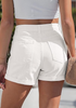 LookbookStore Women Cream White High Waist Jean Shorts 2026 Trend Cuffed Hem Ripped Stretch Casual Summer Denim Jorts
