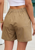 LookbookStore Women Khaki Brown High Waisted Summer Shorts Casual Dressy Cotton Chino Elastic Waist 5