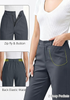 LookbookStore Women Dark Grey Ankle Straight Leg Dress Pants, Elastic Waist Business Casual Office Work Trousers with Pockets