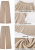 LookbookStore Women's Almond High Waisted Wide Leg Linen Pants Paper Bag Smocked Waist Casual Summer Beach Palazzo Pants