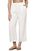 Cream White Women's Brief High Waist Trousers Elastic Waist Wide Leg Pants