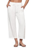 Cream White Women's Brief High Waist Trousers Elastic Waist Wide Leg Pants