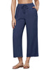 Dark Blue Women's Brief High Waist Trousers Elastic Waist Wide Leg Pants