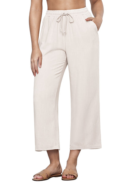 Apricot Women's Brief High Waist Trousers Elastic Waist Wide Leg Pants