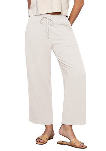 Apricot Women's Brief High Waist Trousers Elastic Waist Wide Leg Pants