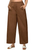 Brown Women Pant Full Length Elastic Waist Lounge barral side pocket