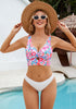 Pink Floral Women's Beach Bikini Top Swimsuit Cover Up Floral Printed Wide Adjustable Strap-Tops