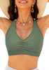 Iceberg Green Women's Plain Adjustable Swimsuit Top Ruched Bikini Top