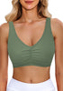 Iceberg Green Women's Plain Adjustable Swimsuit Top Ruched Bikini Top