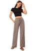Brown & Rose Stripe Women's High Waisted Wide Leg Striped Trousers Baggy Breathable Drawstring Full Length Loose Pants