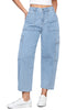 Cool Blue Women's Jeans Denim Relaxed Straight Ankle Length Barrel Cargo Pant