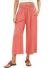 Coral Women's High Waisted Wide Leg Elastic Waist Linen Palazzo Pants Pull On Smock Waist Baggy Fit Trousers