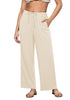 Light Beige Lightweight Casual Quick Dry Breathable Comfy Wide Leg Pant Elastic Waist