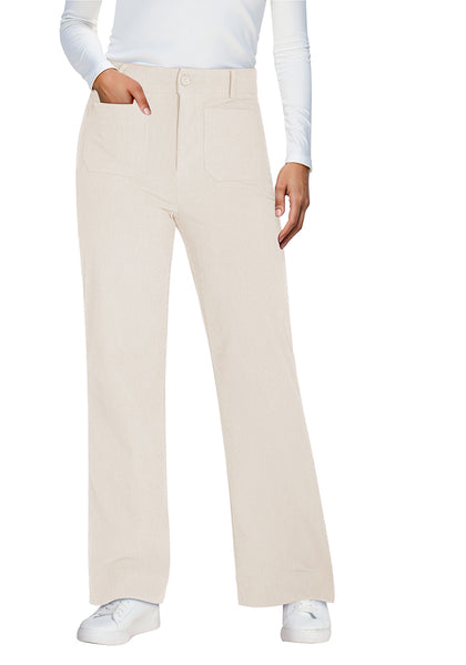 Turtledove Fashionable High Waisted Wide Leg Trousers for Women Elastic Waist Loose Fit Corduroy Pants