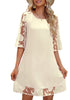 3/4 Sleeve Dress for Women Shift Cute Summer Tunic Floral Lace Dresses