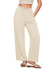 Light Beige Lightweight Casual Quick Dry Breathable Comfy Wide Leg Pant Elastic Waist