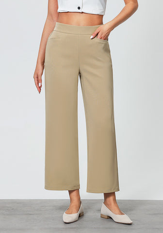 Khaki Women's Workwise High Rise Slacks Wide Trouser Pant Trousers Wideleg