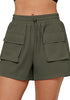 Army Green Women's Casual Lightweight Athletic Pocket Drawstring Shorts High Rise Sports Short