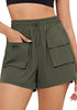 Army Green Women's Casual Lightweight Athletic Pocket Drawstring Shorts High Rise Sports Short