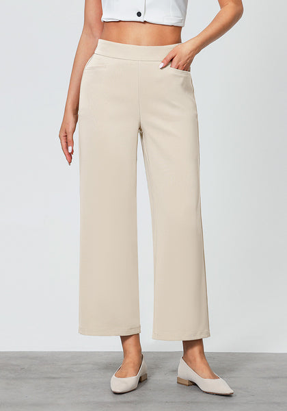 Beige Women's Workwise High Rise Slacks Wide Trouser Pant Trousers Wideleg