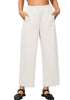 Cream White Women Pant Full Length Elastic Waist Lounge barral side pocket