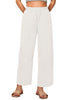 Cream White Women Pant Full Length Elastic Waist Lounge barral side pocket