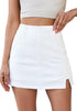 LookbookStore Women's Cream White High Waisted Side Slit Denim Skorts, Stretchy Mini Skirt with Shorts, Country Concert Style