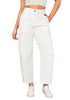 Cream White for Women's All Season Baggy Denim High-Waist Jean Ankle Length Barrel Classic Pants