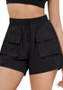 Black Women's Casual Lightweight Athletic Pocket Drawstring Shorts High Rise Sports Short