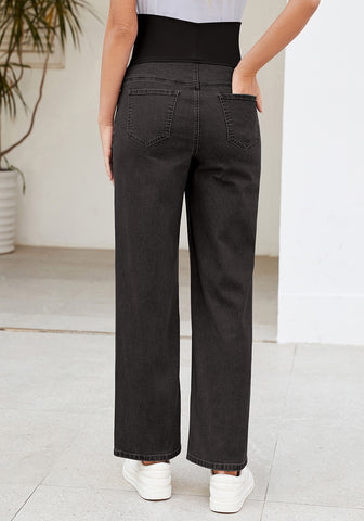 Washed Black For Women's Maternity Plus Size Vintage All Season Mom Jean Ankle Pant