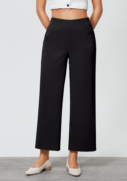 Black Women's Workwise High Rise Slacks Wide Trouser Pant Trousers Wideleg