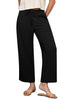 Black Women's Brief High Waist Trousers Elastic Waist Wide Leg Pants