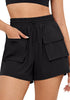 Black Women's Casual Lightweight Athletic Pocket Drawstring Shorts High Rise Sports Short