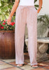 Rose Stripe Women's High Waisted Wide Leg Striped Trousers Baggy Breathable Drawstring Full Length Loose Pants
