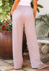 Rose Stripe Women's High Waisted Wide Leg Striped Trousers Baggy Breathable Drawstring Full Length Loose Pants